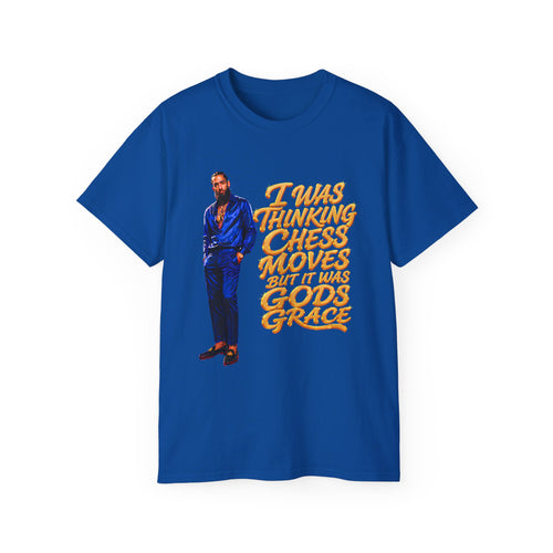 Graphic Tee — "I Was Thinking Chess Moves But It Was God's Grace" Inspirational Streetwear