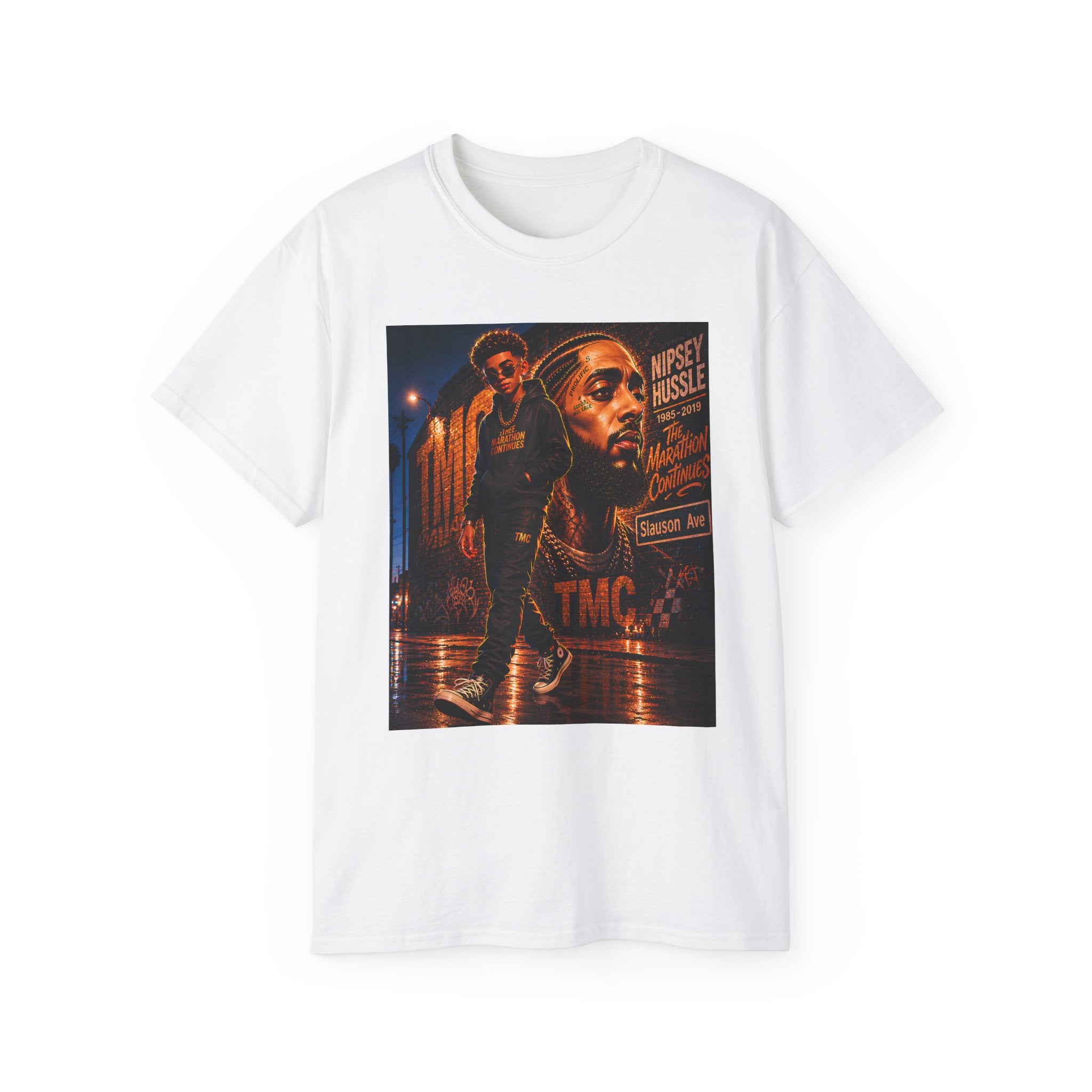 Hip-Hop Night Streetwear Tee — TMC Graffiti Portrait Shirt