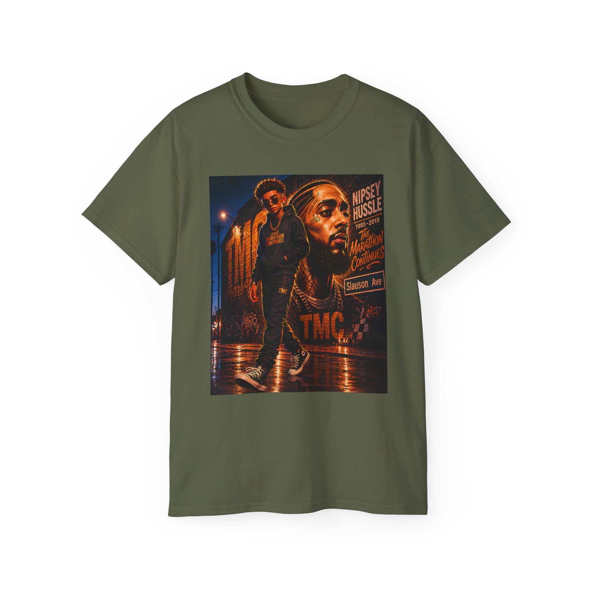 Hip-Hop Night Streetwear Tee — TMC Graffiti Portrait Shirt